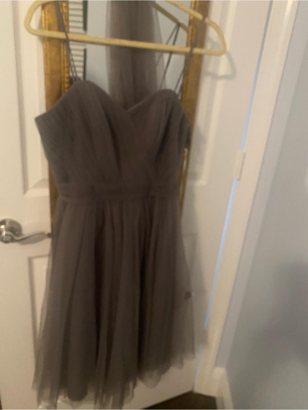 SORELLA VITA Strapless Sweetheart Tulle Dress in Taupe